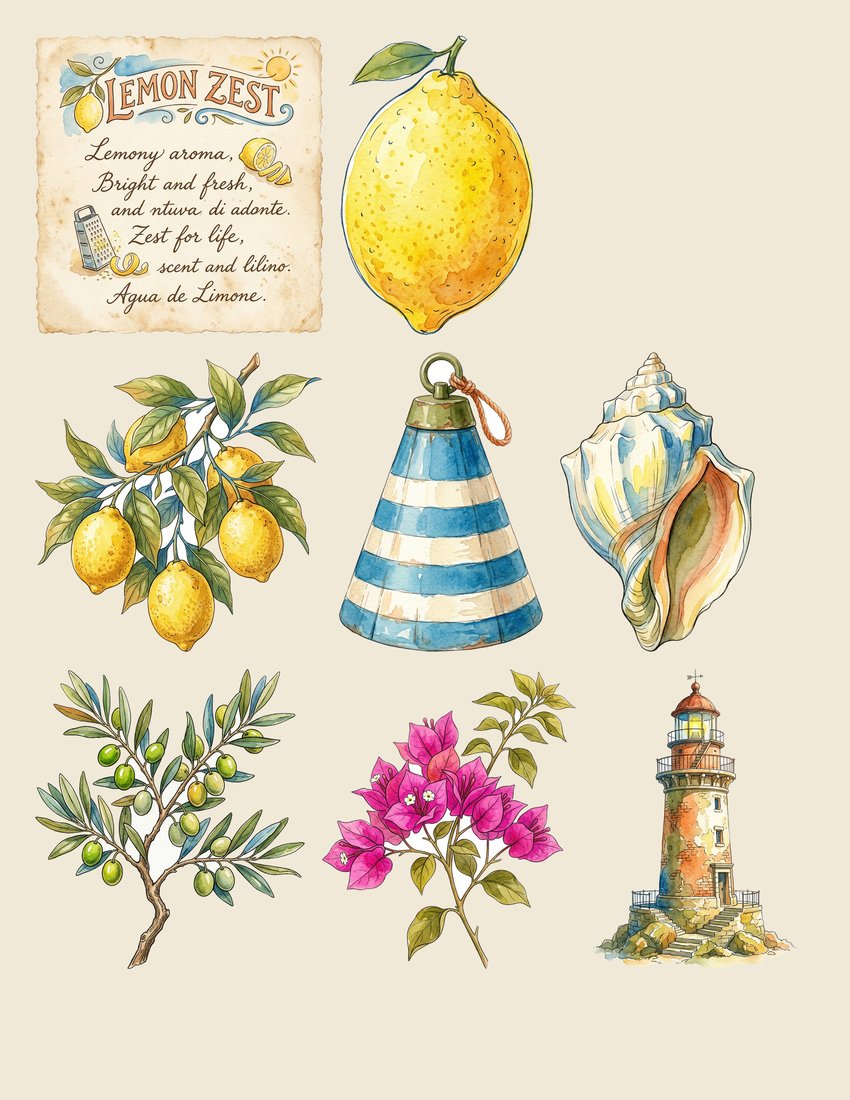 Italian Riviera Junk Journal Kit | Vintage Travel Ephemera | Lemons & Coast | Digital Download