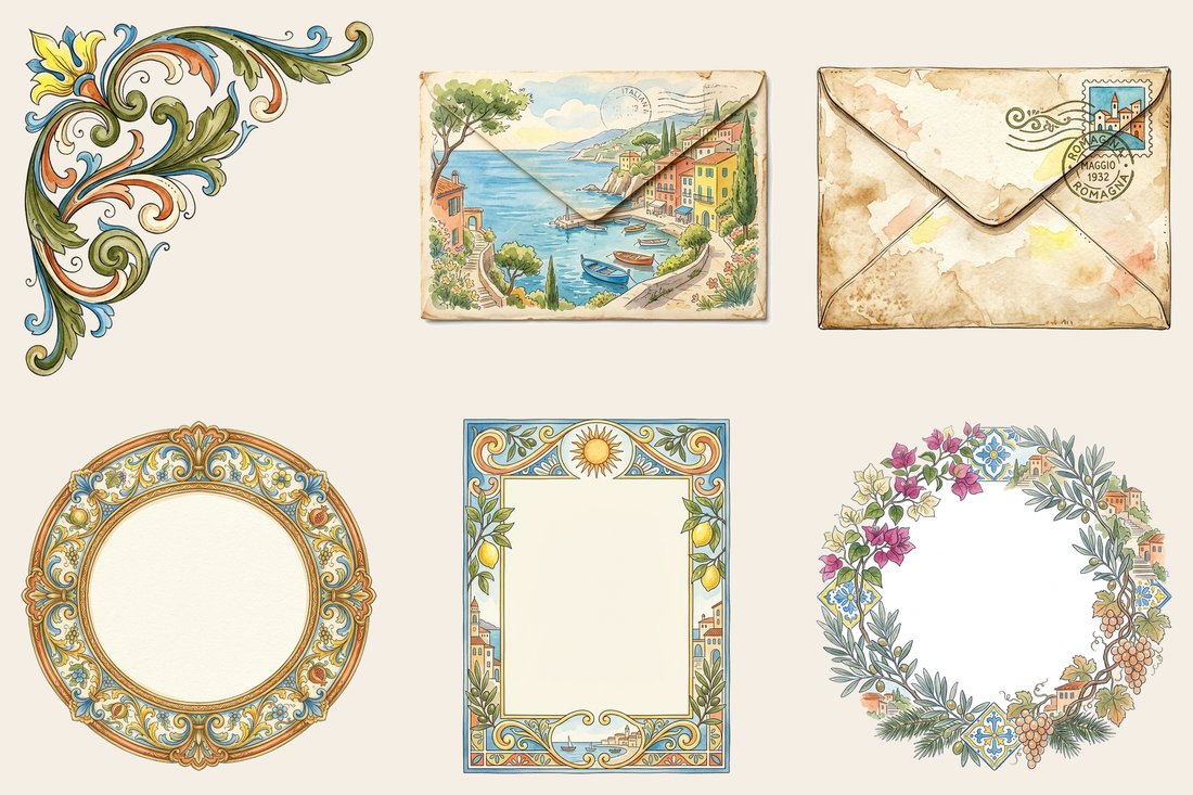 Italian Riviera Junk Journal Kit | Vintage Travel Ephemera | Lemons & Coast | Digital Download