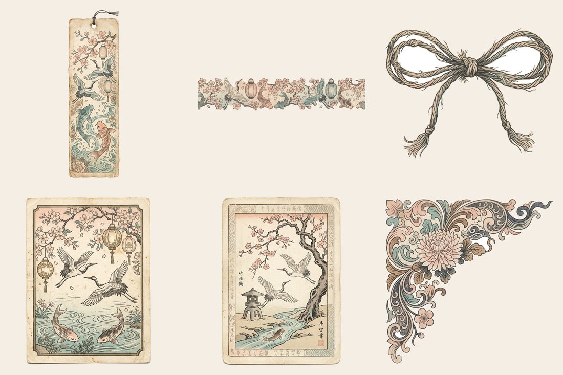 Japanese Garden Junk Journal Kit | Vintage Ephemera + Printable Sheets | Tranquil Oasis | Digital Download