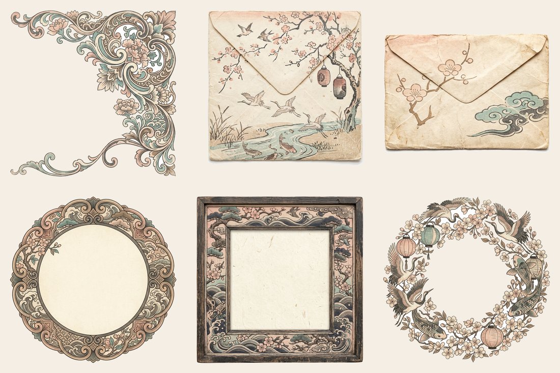 Japanese Garden Junk Journal Kit | Vintage Ephemera + Printable Sheets | Tranquil Oasis | Digital Download
