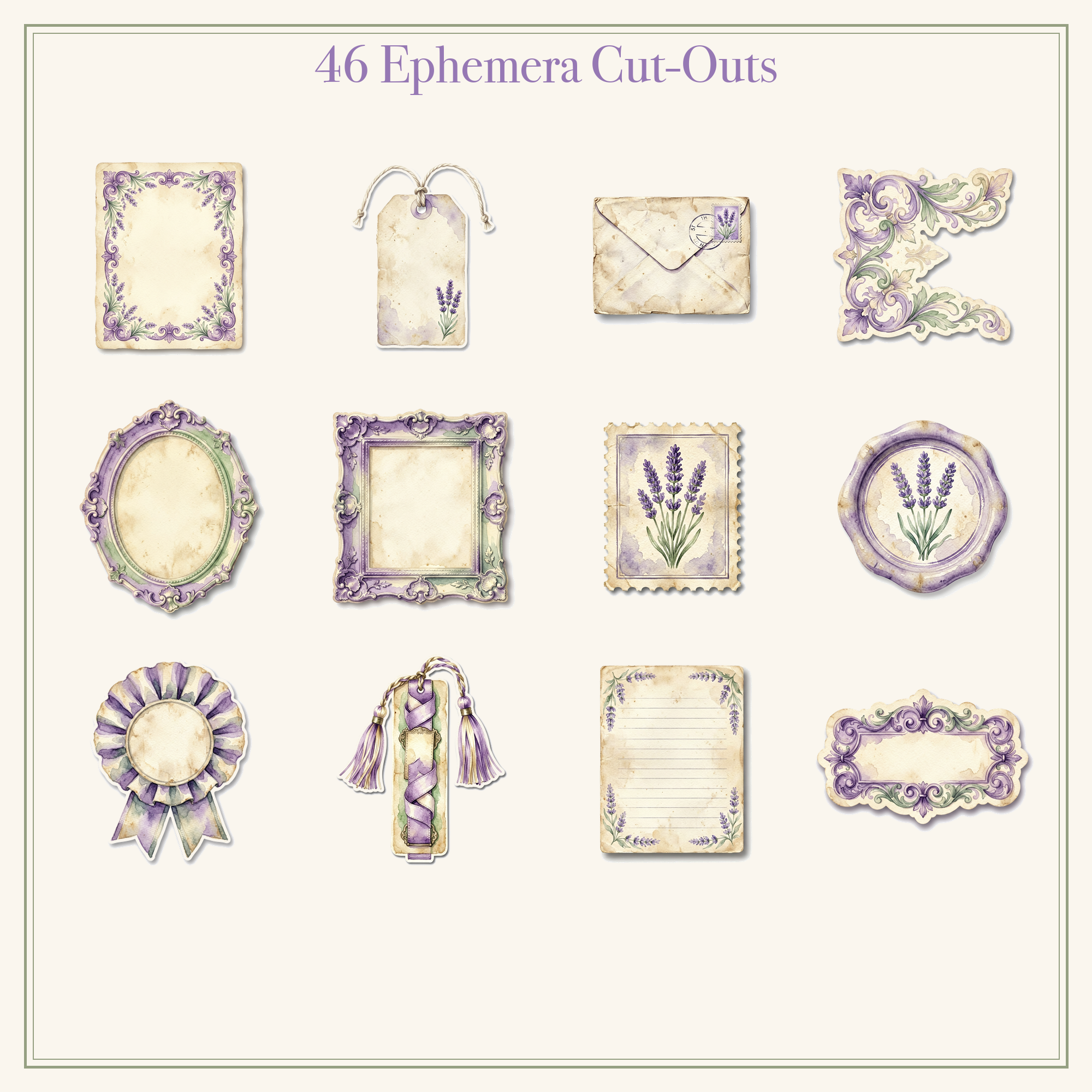 Lavender Provence Junk Journal Kit | French Countryside Floral Ephemera & Papers | Printable Cut-Outs | Digital Download