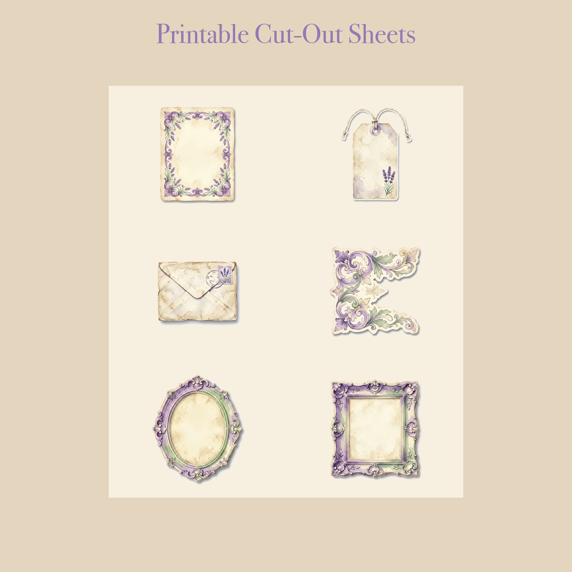 Lavender Provence Junk Journal Kit | French Countryside Floral Ephemera & Papers | Printable Cut-Outs | Digital Download