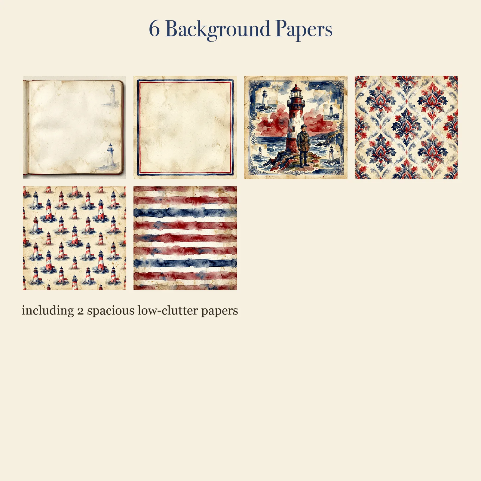 Lighthouse Keeper Junk Journal Kit | Coastal Beacon & Map Ephemera Papers | Printable Cut-Outs | Digital Download