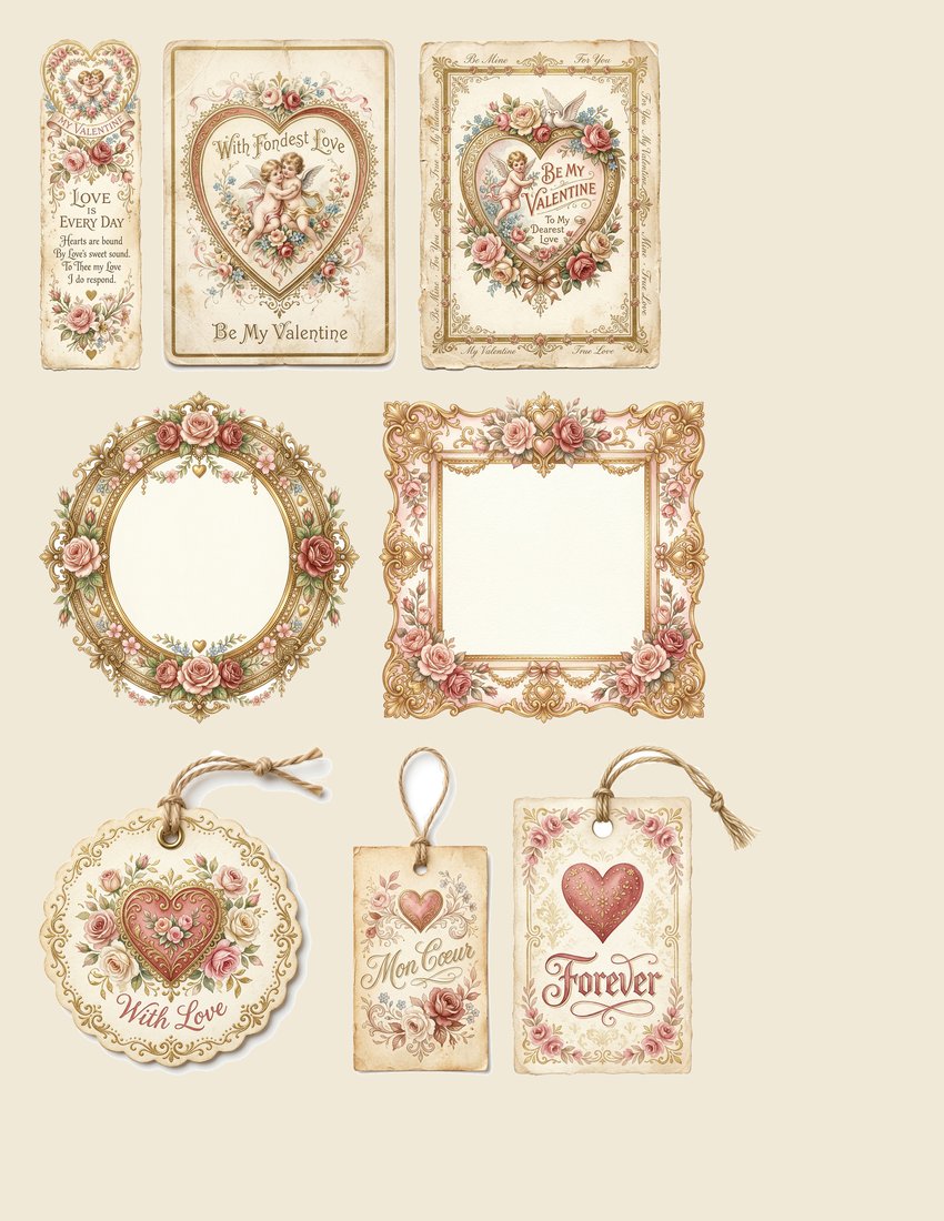Love Letters Romance Junk Journal Kit | Vintage Valentine Rose Ephemera + Printable Sheets | Anniversary Gift | Digital Download