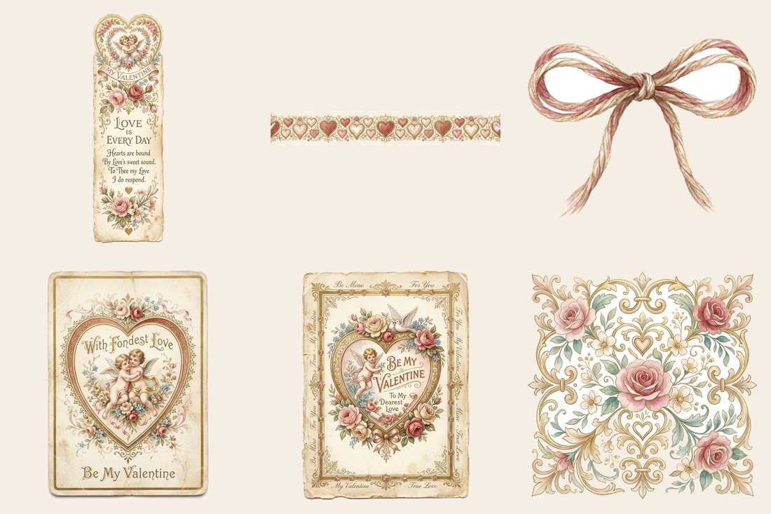 Love Letters Romance Junk Journal Kit | Vintage Valentine Rose Ephemera + Printable Sheets | Anniversary Gift | Digital Download