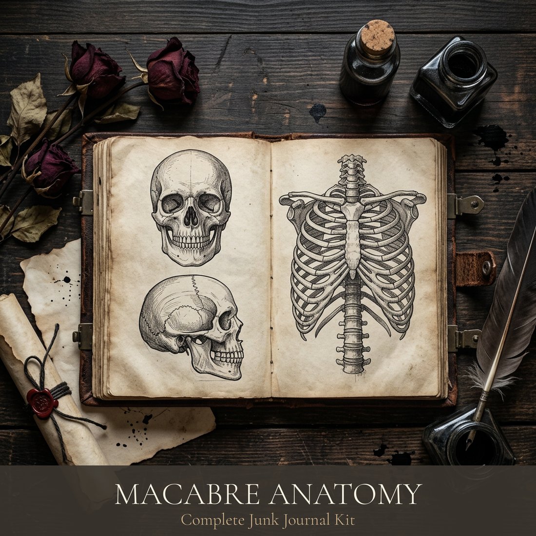 Macabre Anatomy Junk Journal Kit | Gothic Medical Ephemera | Digital Download