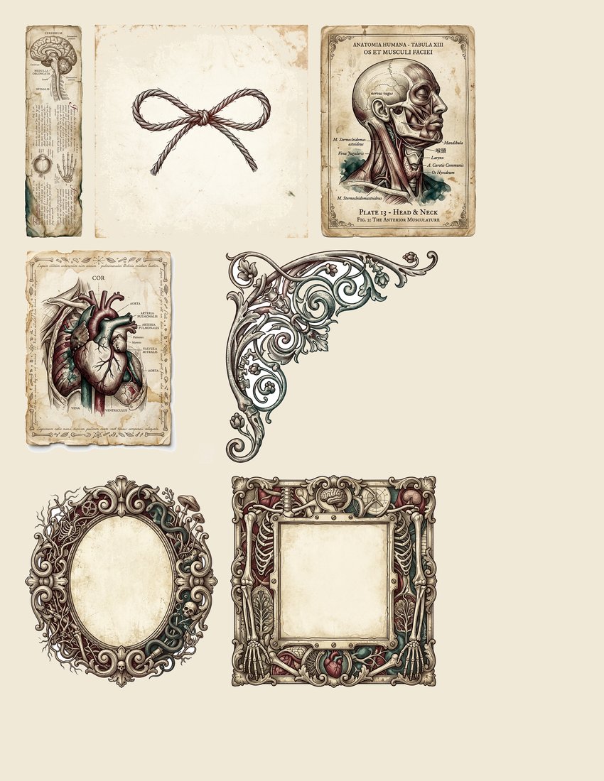 Macabre Anatomy Junk Journal Kit | Gothic Medical Ephemera | Digital Download