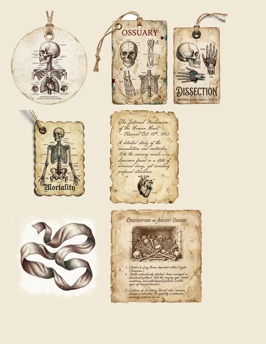 Macabre Anatomy Junk Journal Kit | Gothic Medical Ephemera | Digital Download