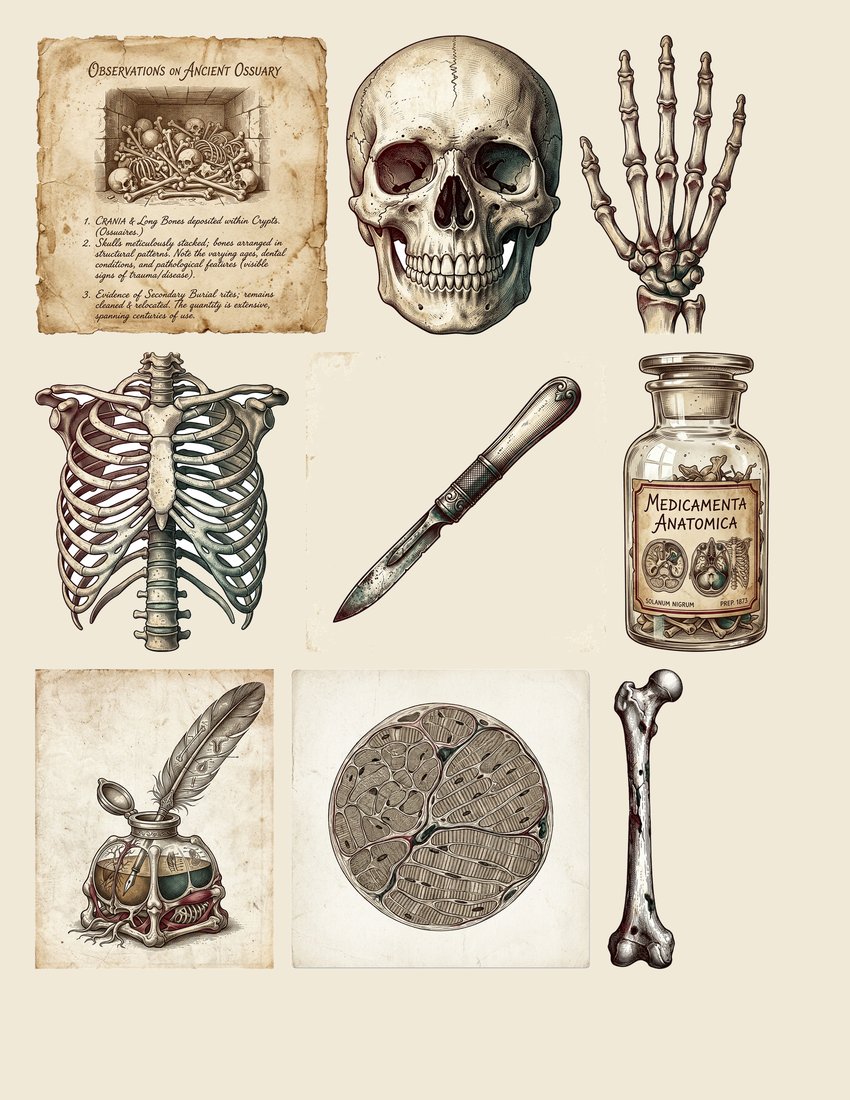 Macabre Anatomy Junk Journal Kit | Gothic Medical Ephemera | Digital Download