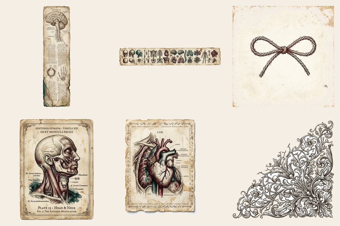 Macabre Anatomy Junk Journal Kit | Gothic Medical Ephemera | Digital Download