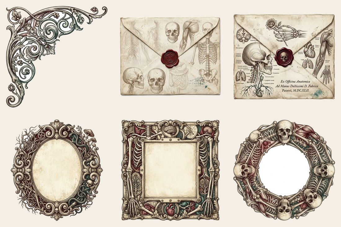 Macabre Anatomy Junk Journal Kit | Gothic Medical Ephemera | Digital Download