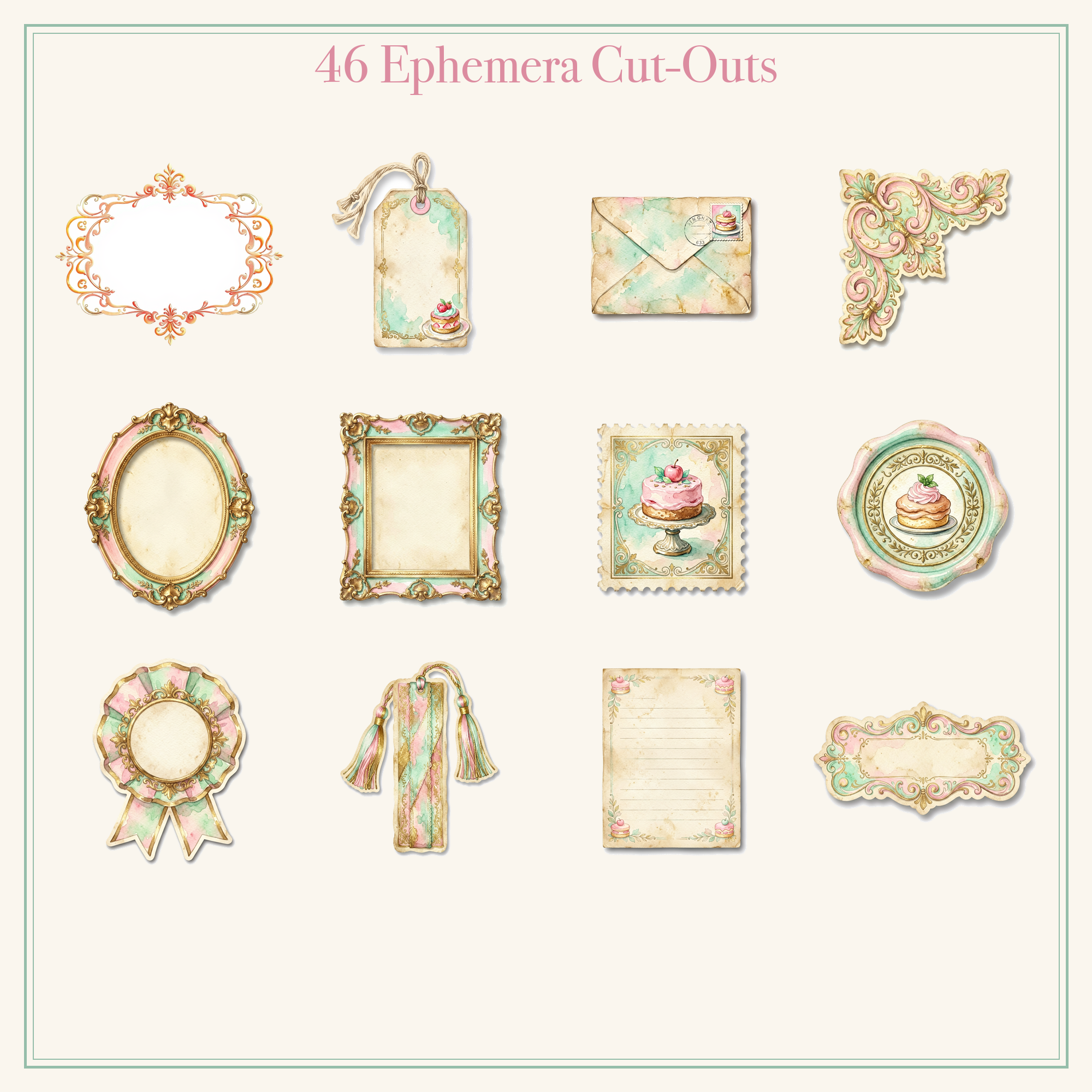 French Patisserie Junk Journal Kit | Macaron & Dessert Ephemera | Printable Cut-Outs | Digital Download