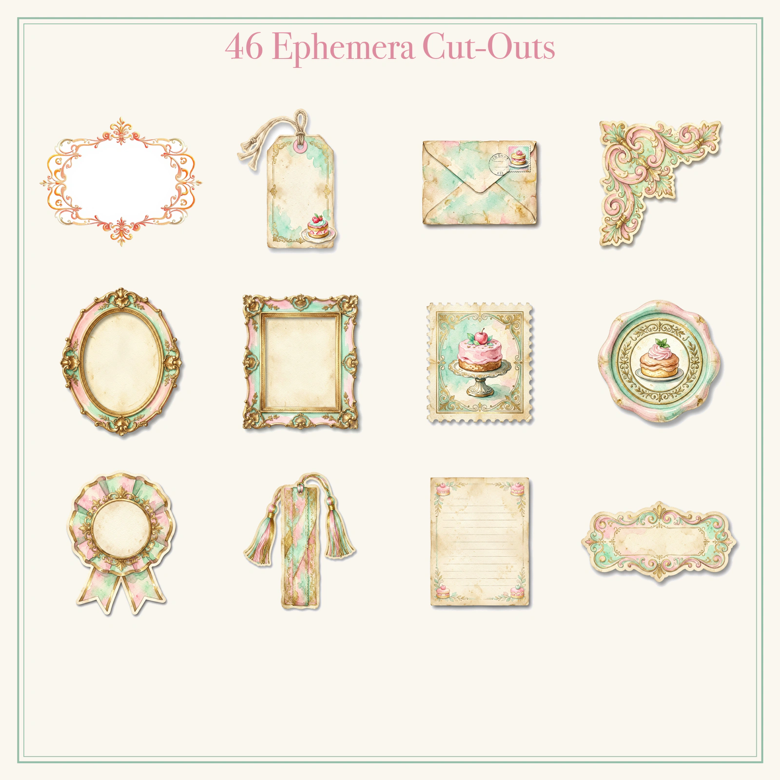 French Patisserie Junk Journal Kit | Macaron & Dessert Ephemera | Printable Cut-Outs | Digital Download