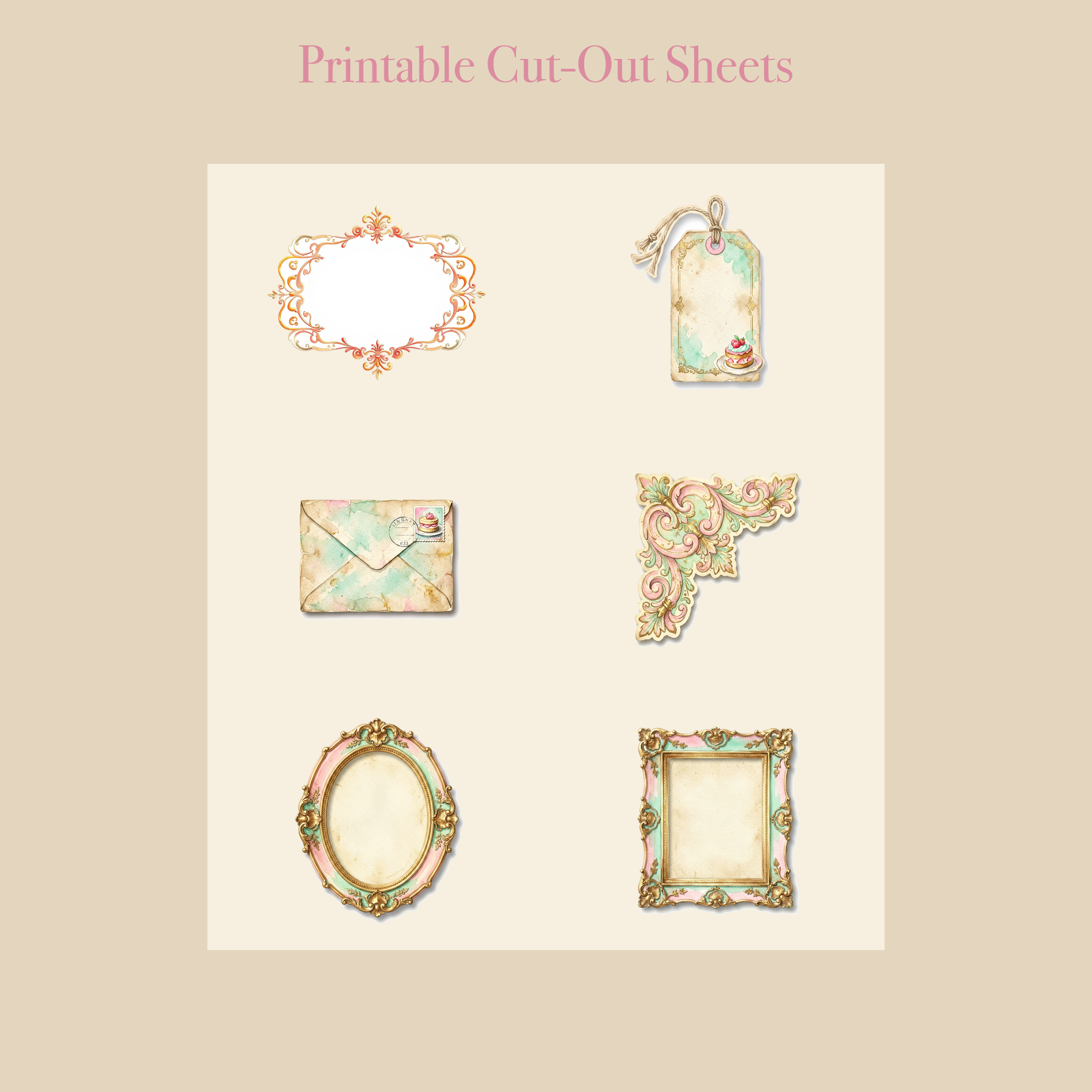 French Patisserie Junk Journal Kit | Macaron & Dessert Ephemera | Printable Cut-Outs | Digital Download