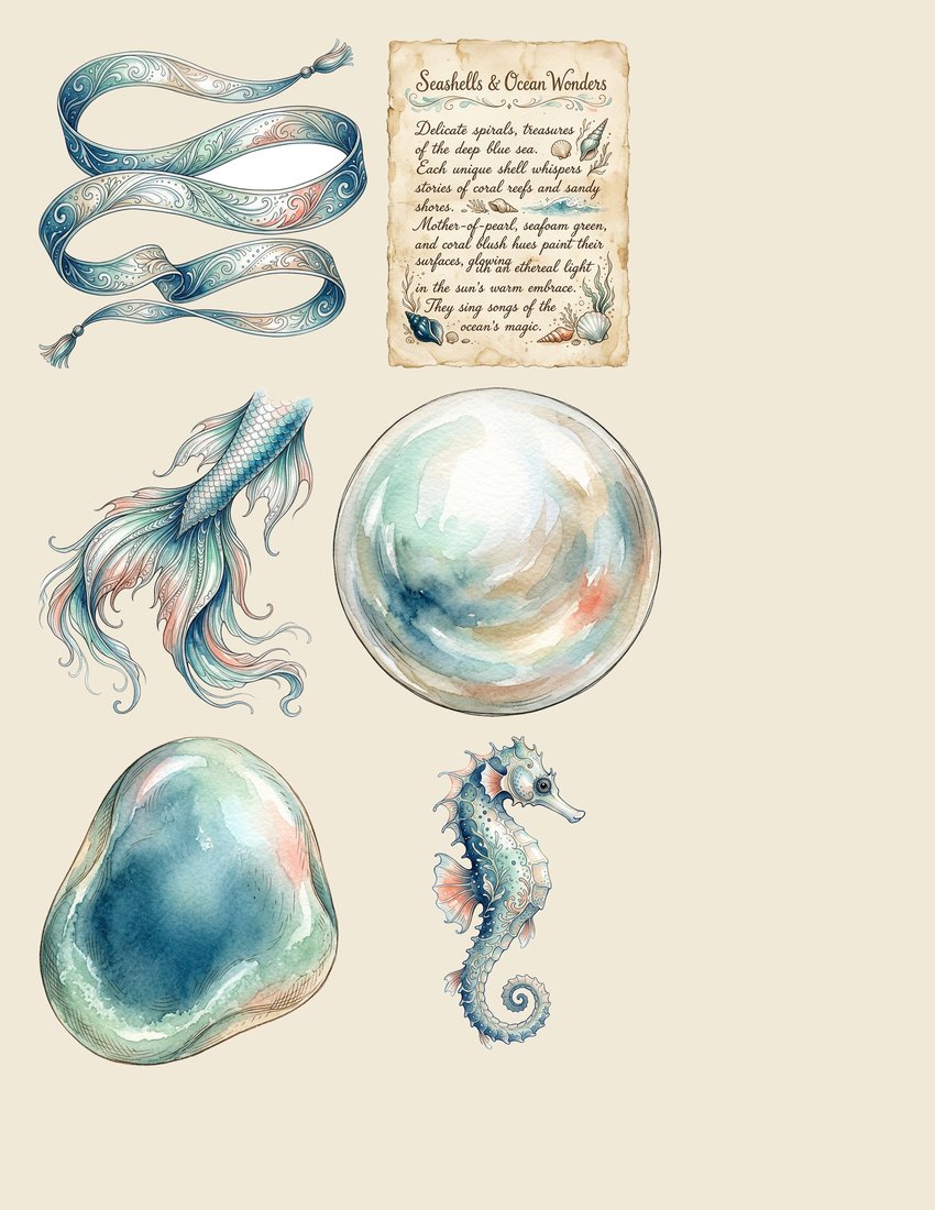 Mermaid Lagoon Junk Journal Kit | Vintage Ocean Ephemera + Printable Sheets | Fairytale | Digital Download