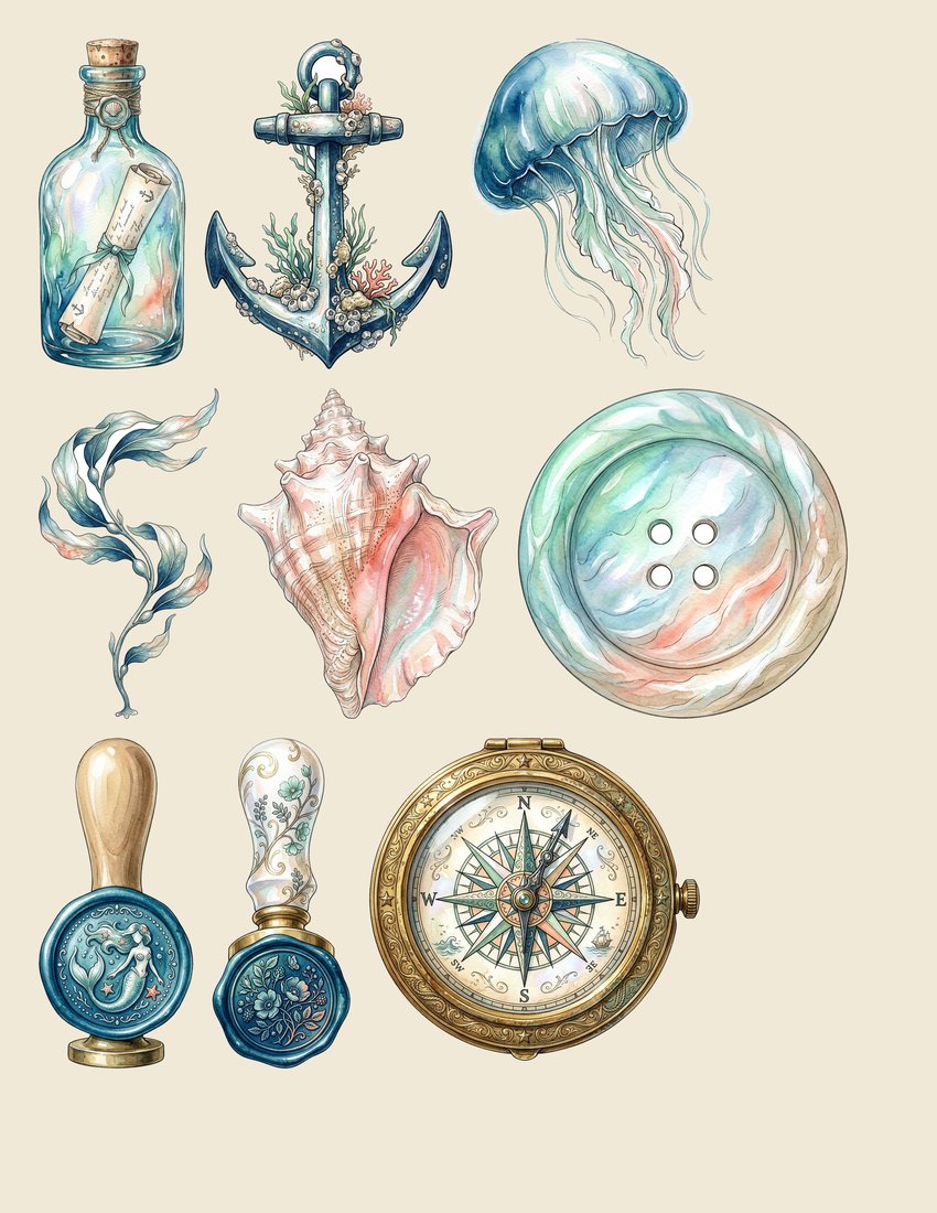 Mermaid Lagoon Junk Journal Kit | Vintage Ocean Ephemera + Printable Sheets | Fairytale | Digital Download