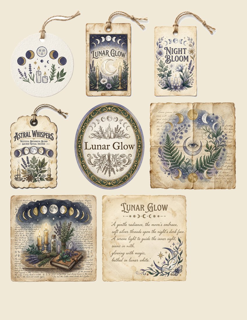 Moon Ritual Junk Journal Kit | Mystical Lunar Ephemera + Printable Sheets | Digital Download