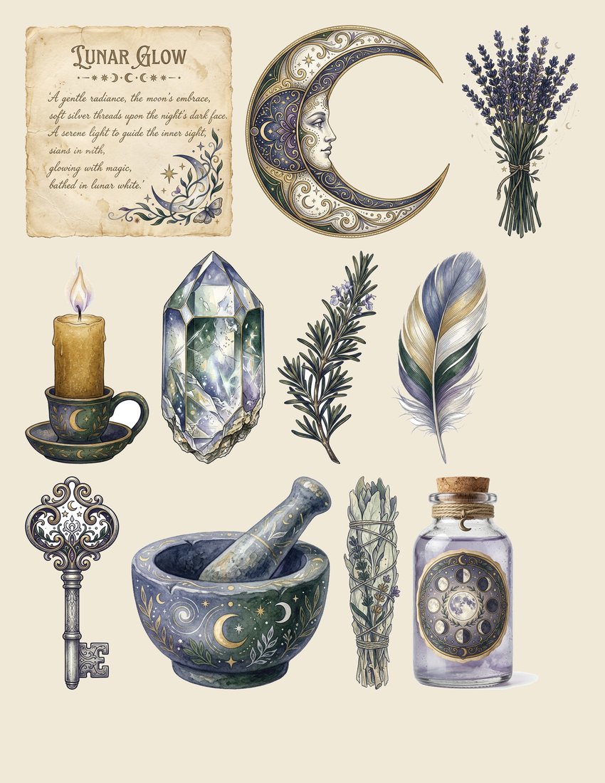 Moon Ritual Junk Journal Kit | Mystical Lunar Ephemera + Printable Sheets | Digital Download