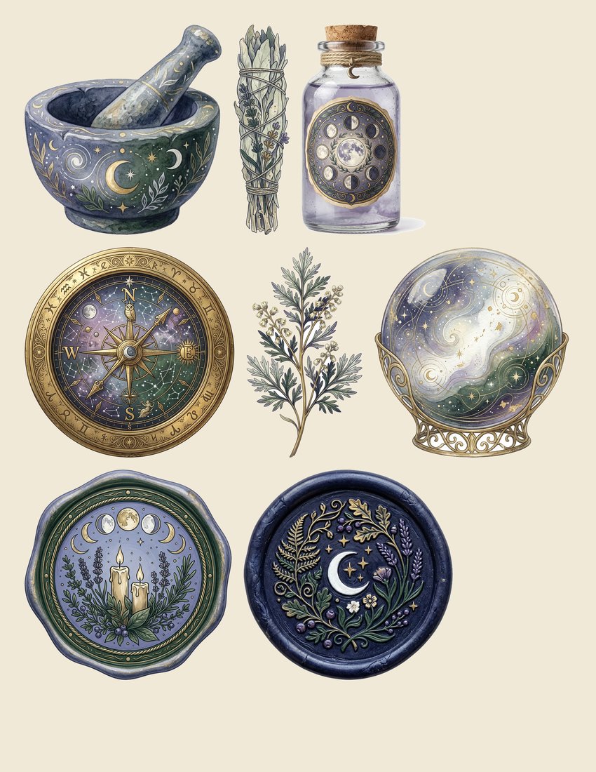 Moon Ritual Junk Journal Kit | Mystical Lunar Ephemera + Printable Sheets | Digital Download