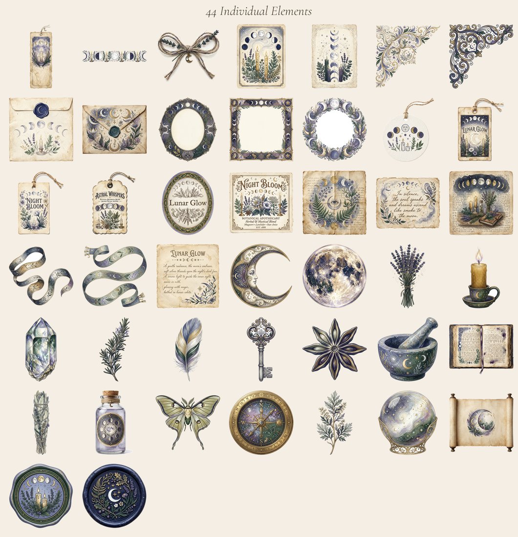 Moon Ritual Junk Journal Kit | Mystical Lunar Ephemera + Printable Sheets | Digital Download