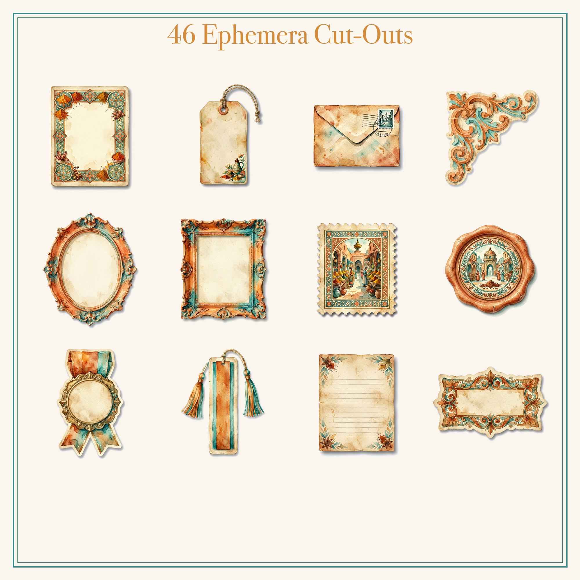 Moroccan Bazaar Junk Journal Kit | Spice Market & Lantern Ephemera Papers | Printable Cut-Outs | Digital Download