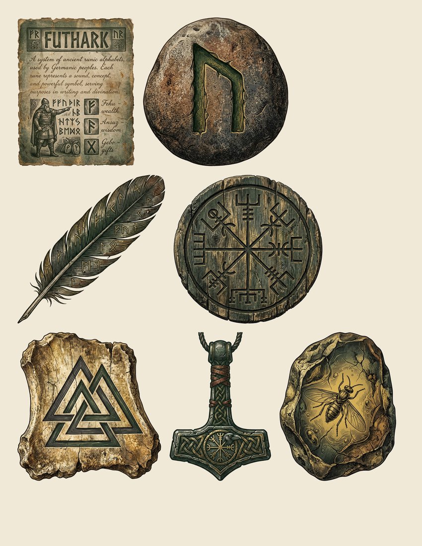 Nordic Runes Junk Journal Kit | Mystical Norse Ephemera | Digital Download