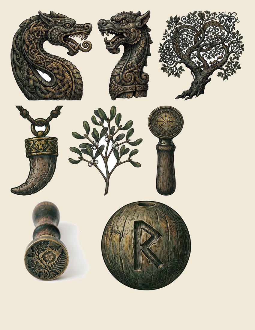Nordic Runes Junk Journal Kit | Mystical Norse Ephemera | Digital Download