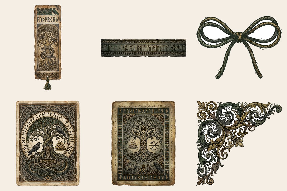 Nordic Runes Junk Journal Kit | Mystical Norse Ephemera | Digital Download