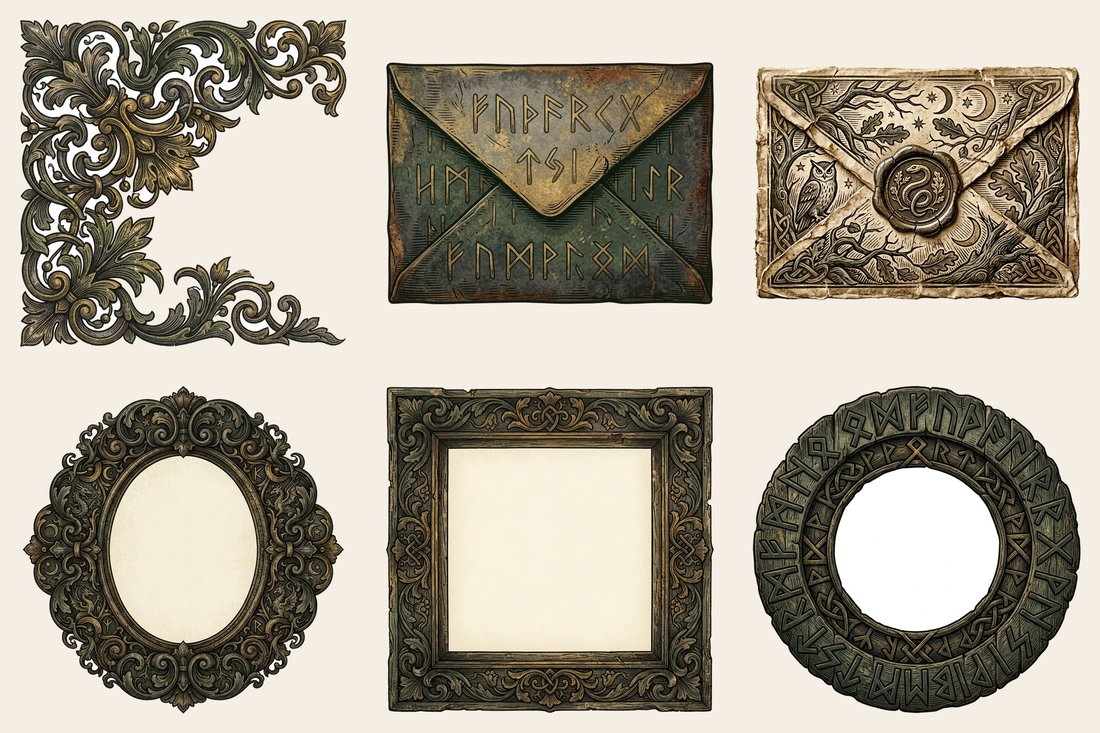 Nordic Runes Junk Journal Kit | Mystical Norse Ephemera | Digital Download