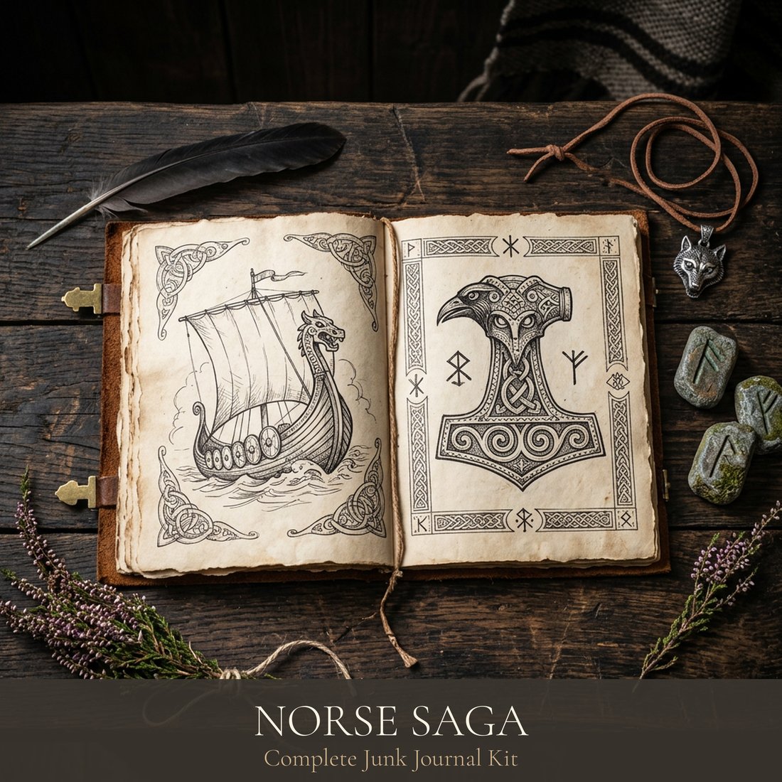 Norse Saga Junk Journal Kit | Legends of Valhalla | Digital Download