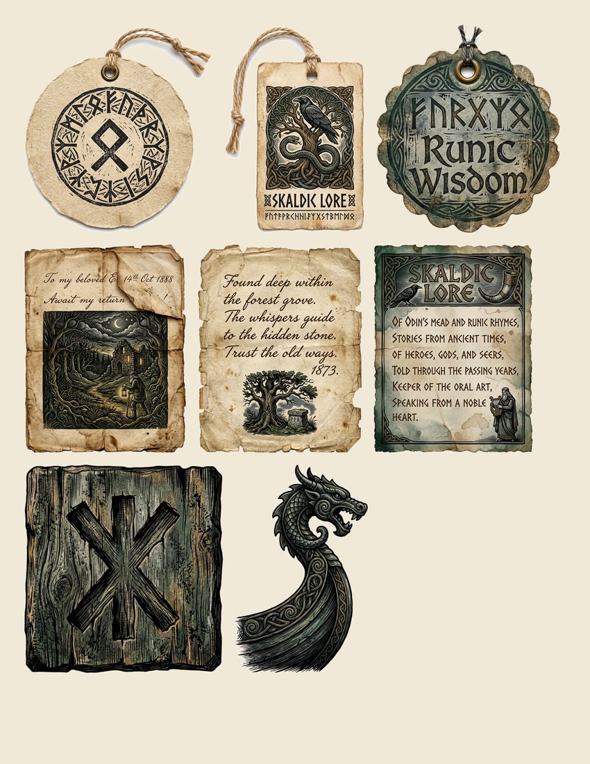 Norse Saga Junk Journal Kit | Legends of Valhalla | Digital Download