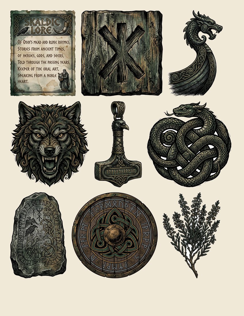 Norse Saga Junk Journal Kit | Legends of Valhalla | Digital Download
