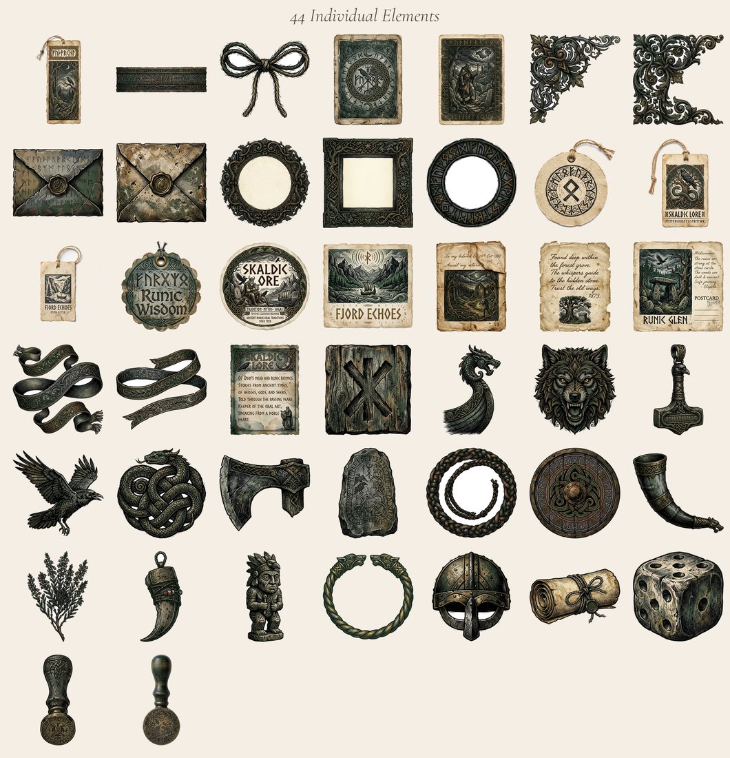 Norse Saga Junk Journal Kit | Legends of Valhalla | Digital Download