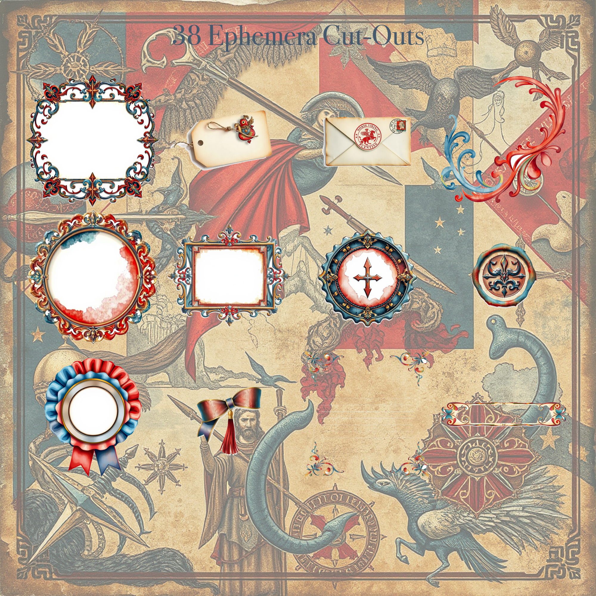 Norse Viking Junk Journal Kit | Runes & Longship Ephemera Papers | Printable Cut-Outs | Digital Download