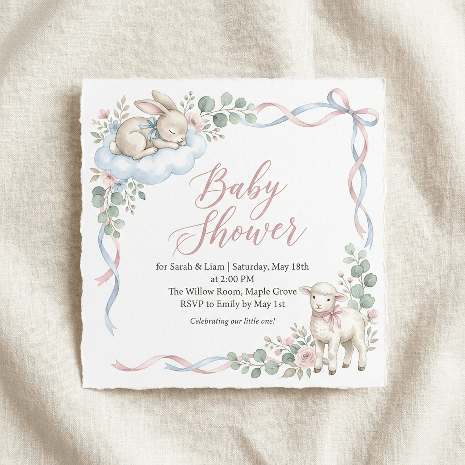 Watercolor Baby Bunnies and Lambs Clipart, 30 PNG, Transparent Background, Commercial Use, Digital Download