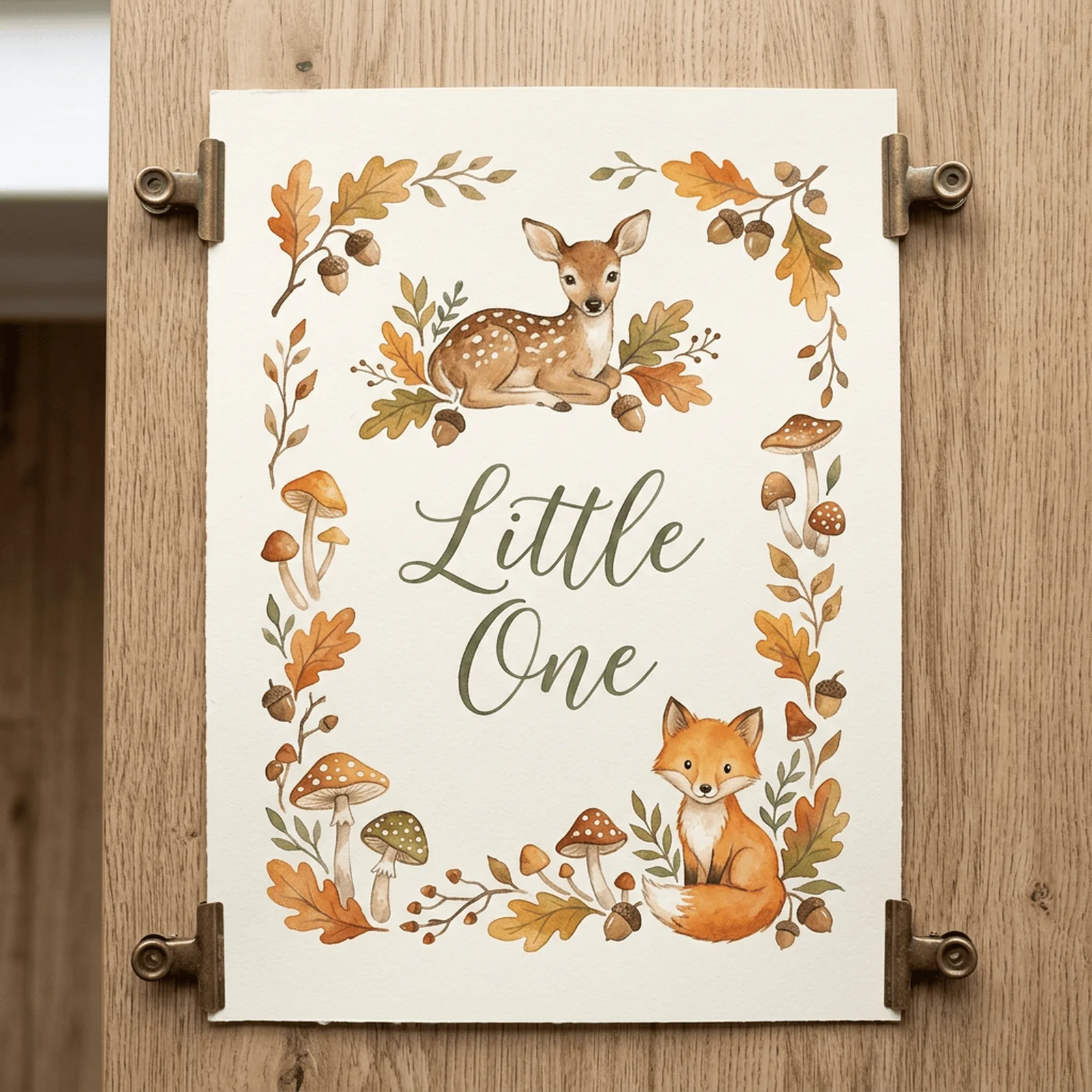 Watercolor Woodland Nursery (Deer, Fox, Owl) Clipart, 30 PNG, Transparent Background, Commercial Use, Digital Download