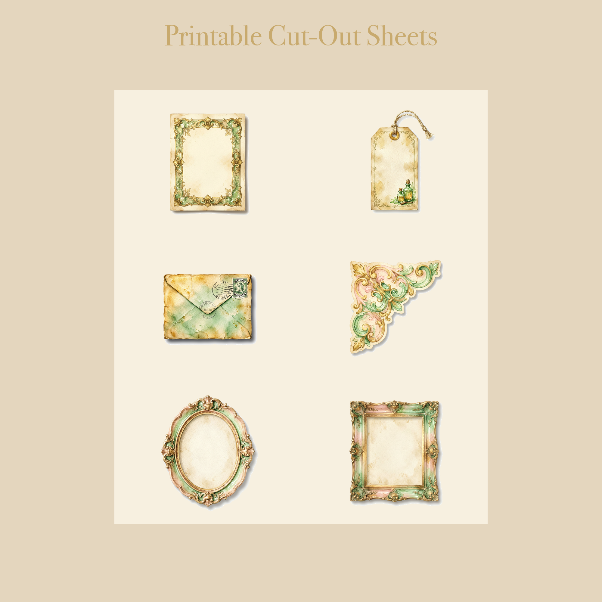 Perfumery Atelier Junk Journal Kit | French Perfume Bottle Ephemera Papers | Printable Cut-Outs | Digital Download
