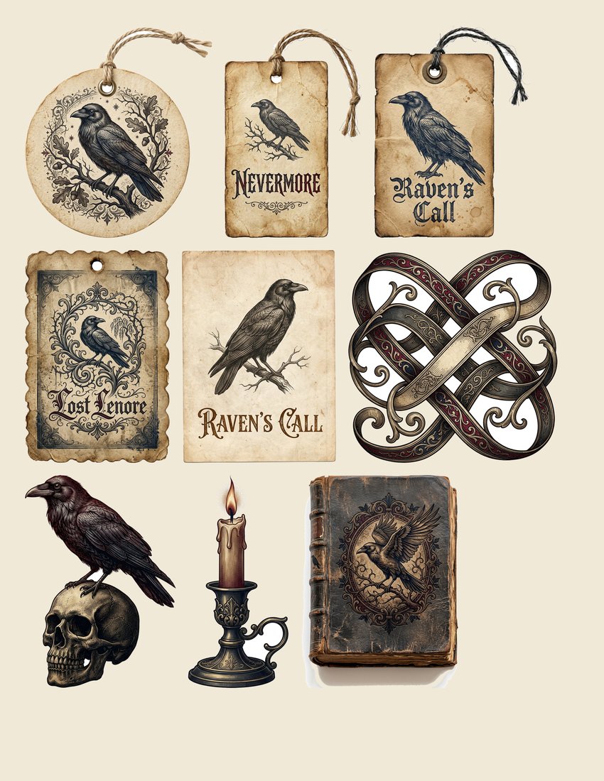 Poe's Nevermore Junk Journal Kit | Digital Download