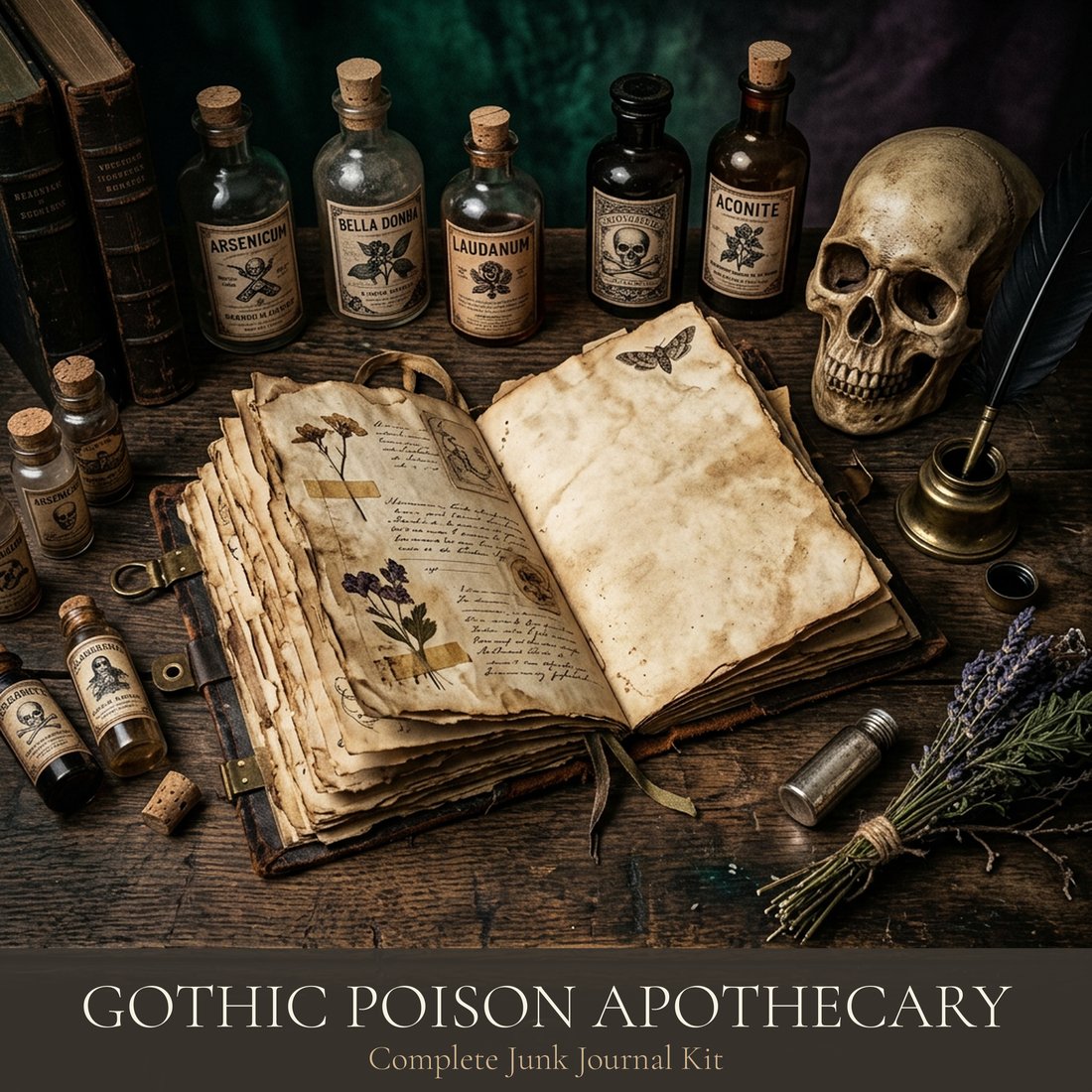 Gothic Poison Apothecary Junk Journal Kit | Vintage Labels & Elixirs | Digital Download