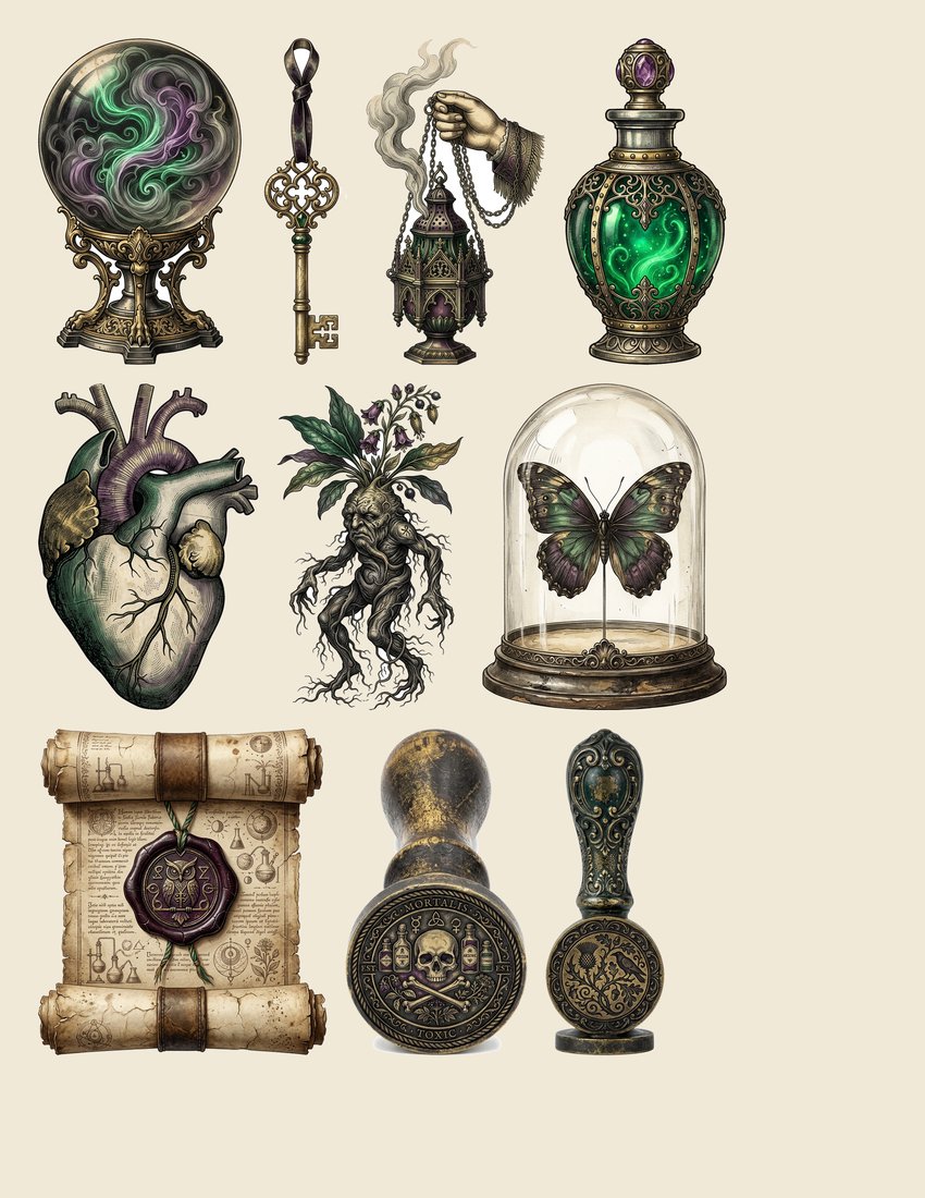 Gothic Poison Apothecary Junk Journal Kit | Vintage Labels & Elixirs | Digital Download