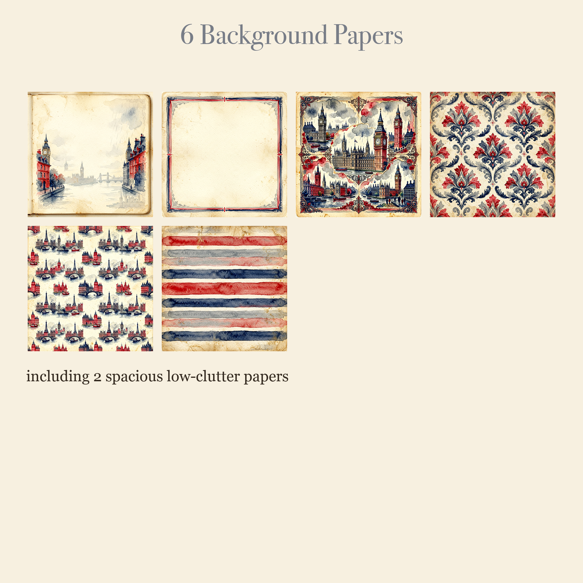 Rainy Day London Junk Journal Kit | Umbrella & Red Phone Box Ephemera Papers | Printable Cut-Outs | Digital Download