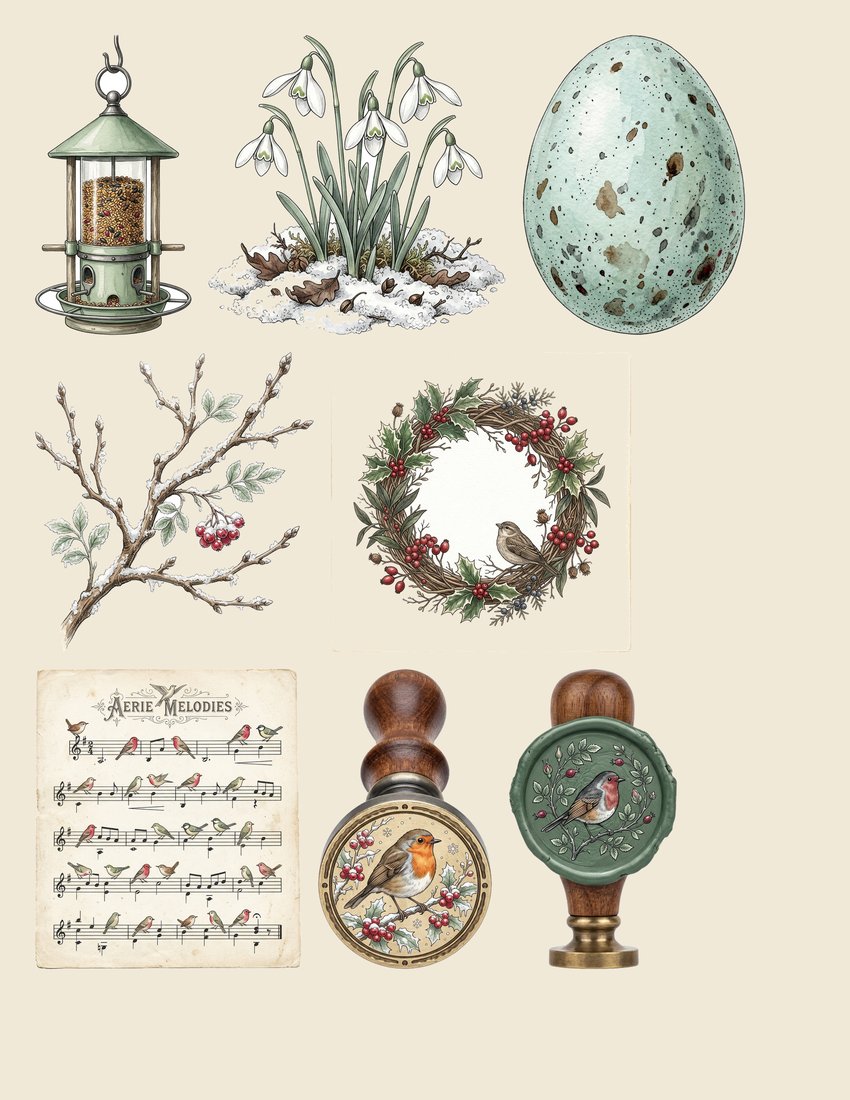 Robin Redbreast Winter Wonderland Junk Journal Kit | Digital Download