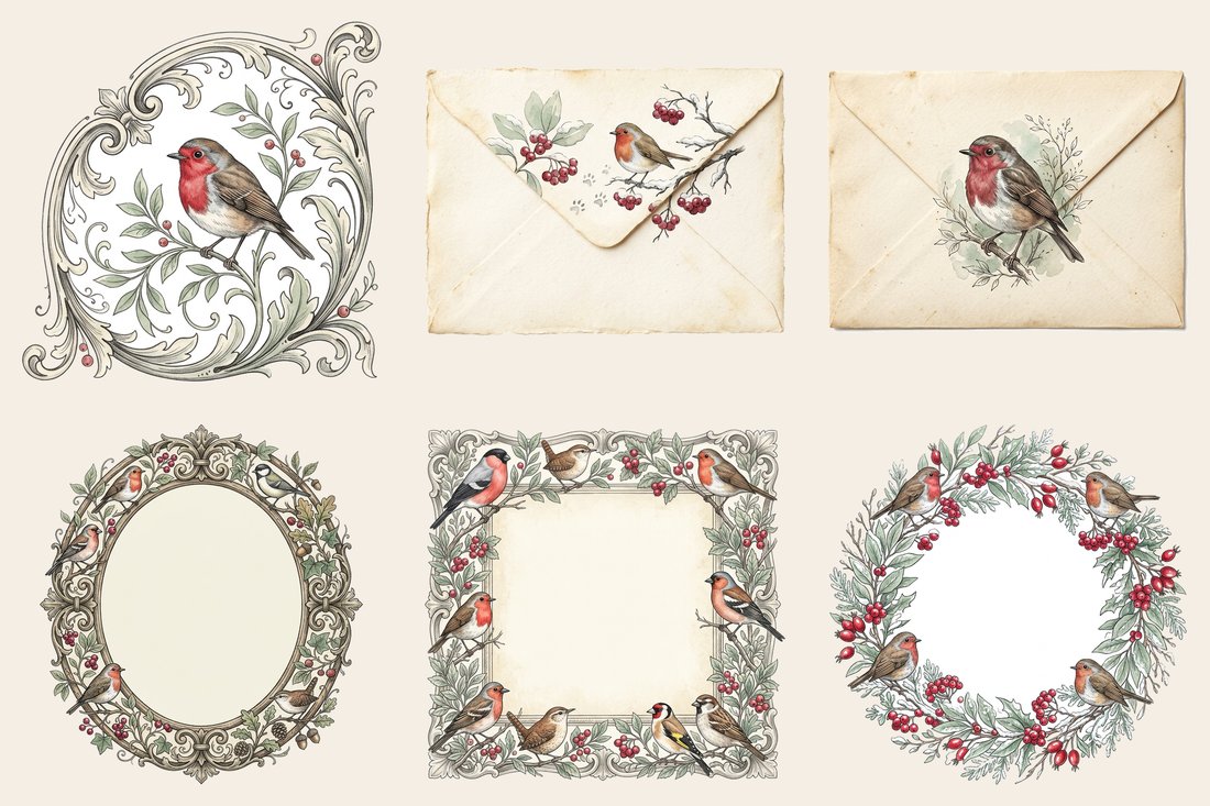 Robin Redbreast Winter Wonderland Junk Journal Kit | Digital Download