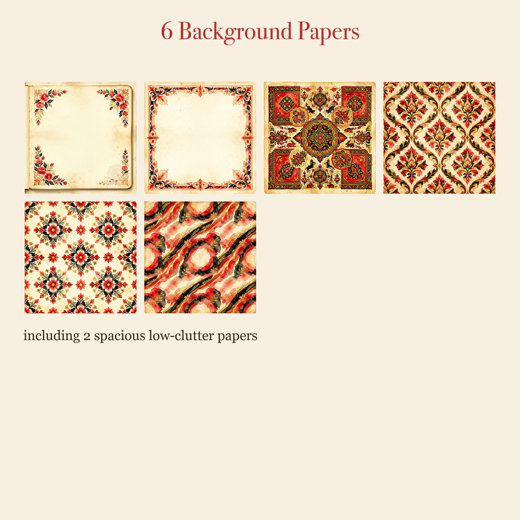 Russian Folk Art Junk Journal Kit | Matryoshka & Khokhloma Ephemera Papers | Printable Cut-Outs | Digital Download