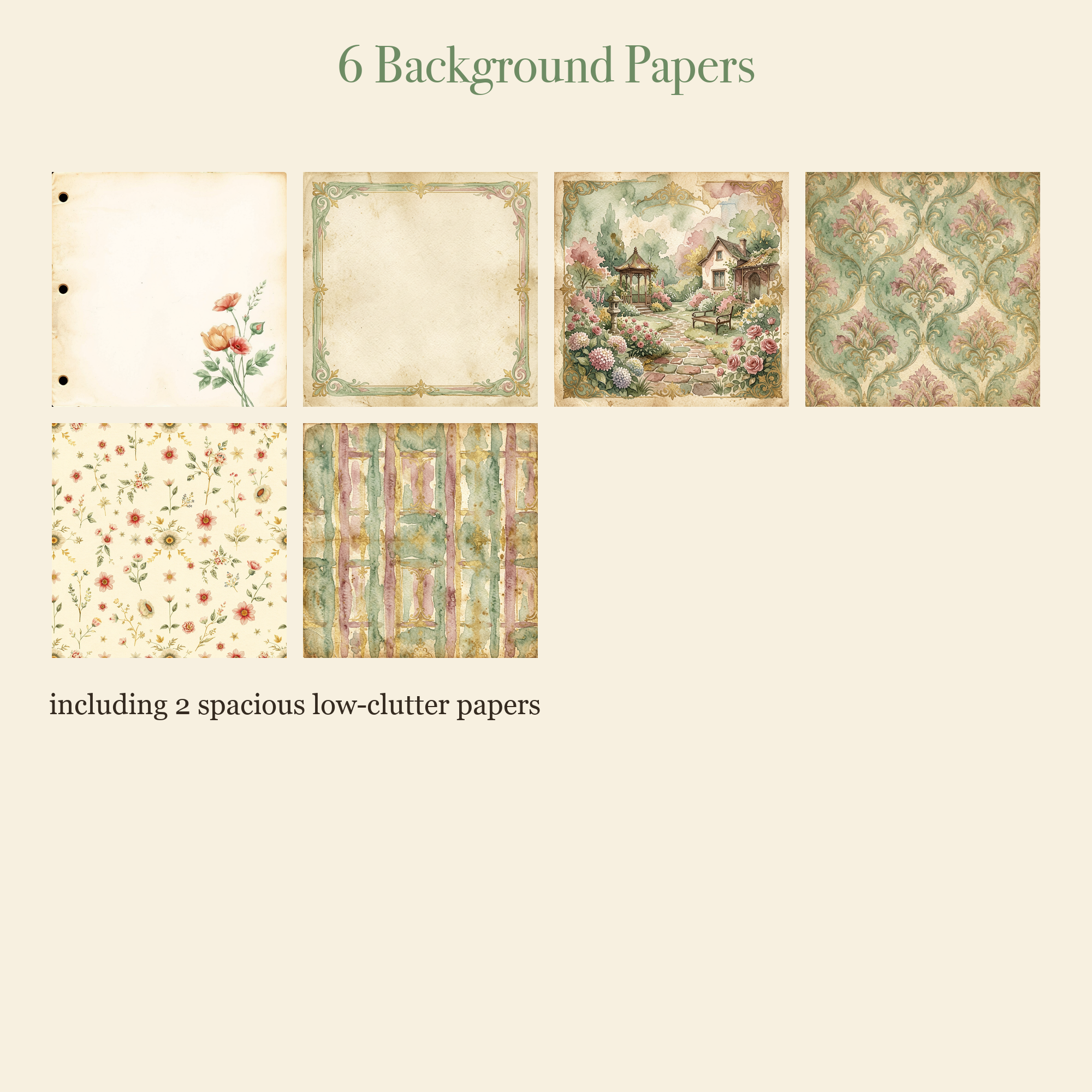 Secret Garden Junk Journal Kit | Vintage Key & Rose Gate Ephemera | Printable Cut-Outs | Digital Download