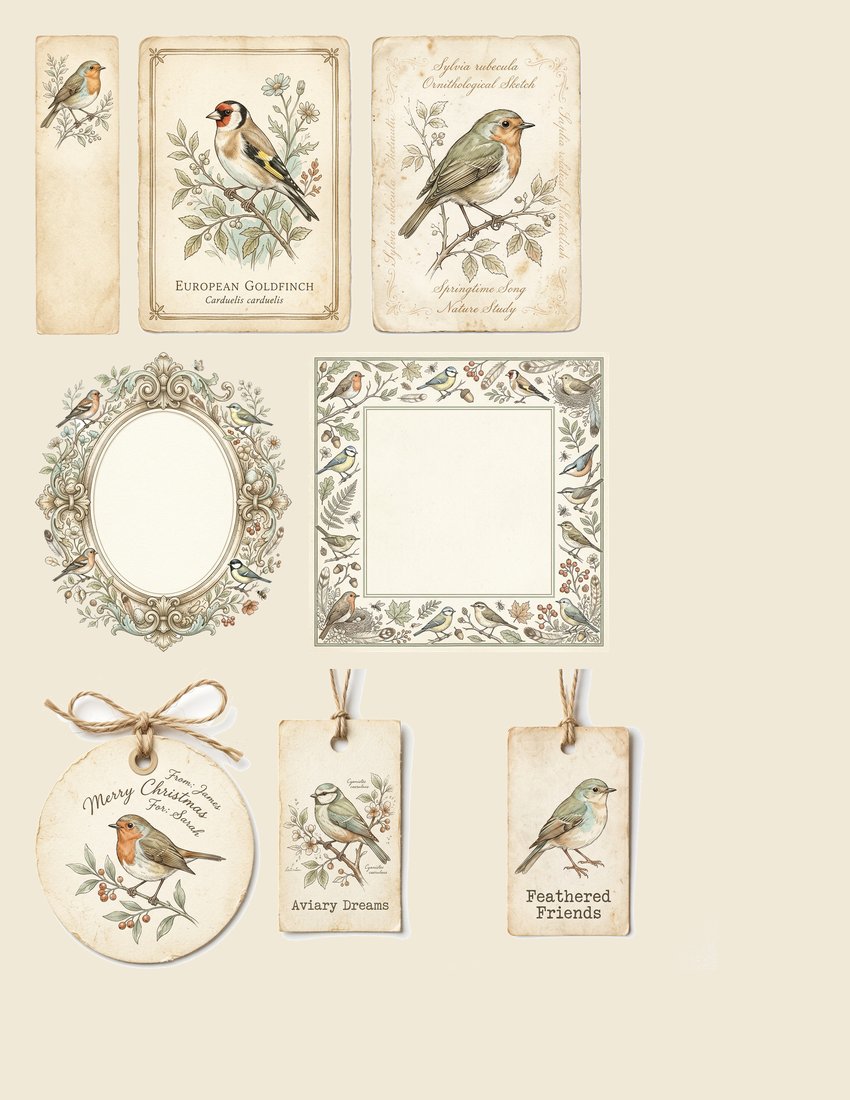 Songbird Aviary Junk Journal Kit | Vintage Feathered Friends Ephemera | Printable Pages | Digital Download