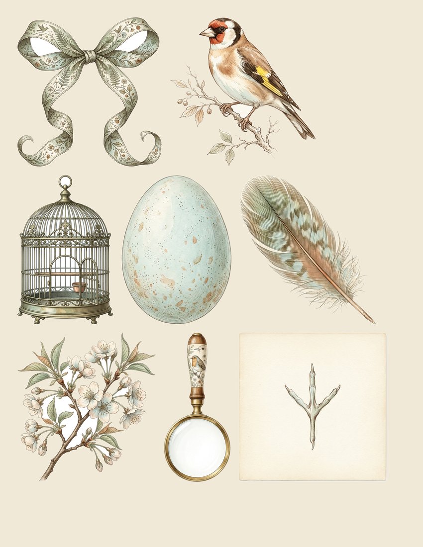 Songbird Aviary Junk Journal Kit | Vintage Feathered Friends Ephemera | Printable Pages | Digital Download