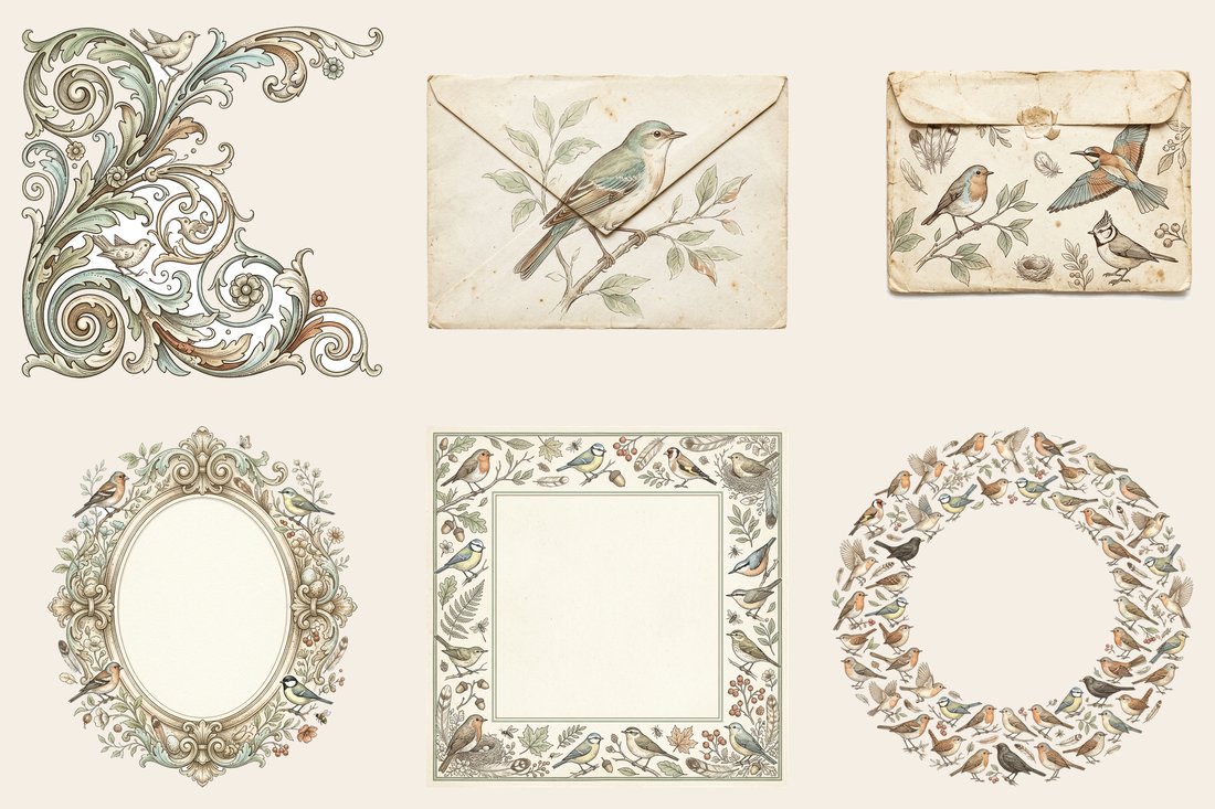 Songbird Aviary Junk Journal Kit | Vintage Feathered Friends Ephemera | Printable Pages | Digital Download