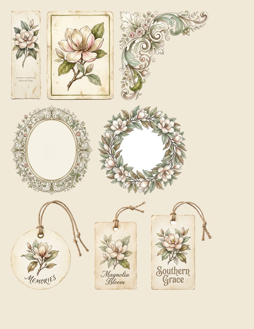 Southern Magnolia Junk Journal Kit | Digital Download
