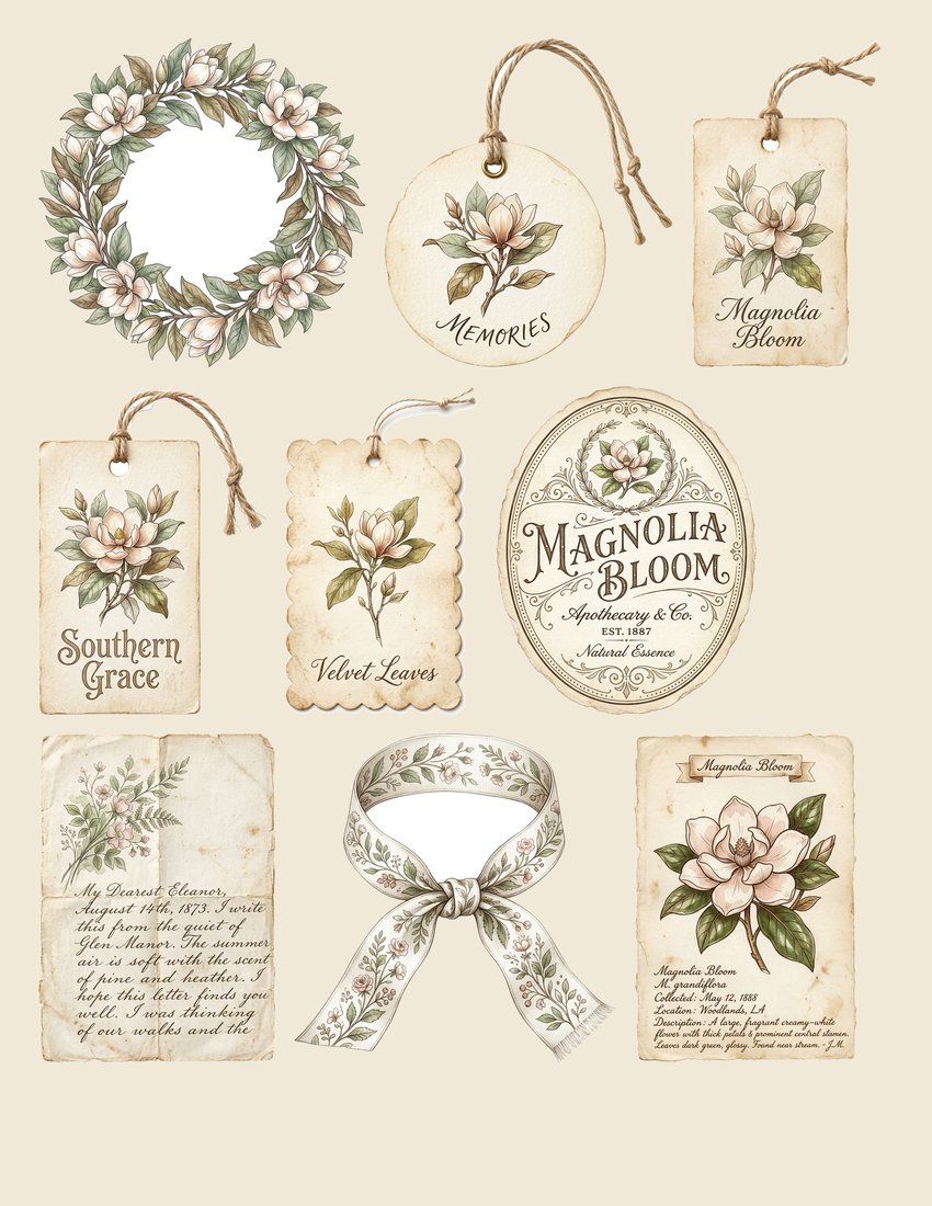Southern Magnolia Junk Journal Kit | Digital Download
